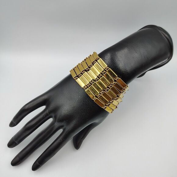 Kate Spade New York Gold Tone Multi Strand Bar Links Statement Bracelet 7.5" - Picture 6 of 11